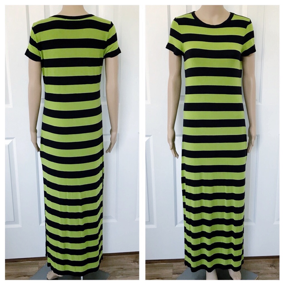 Michael Kors Side Slit Stripe Maxi Dress S